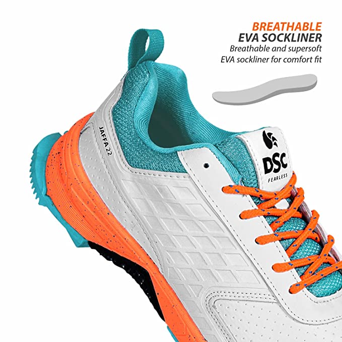 DSC Jaffa 22 Cricket Shoes- White/Orange