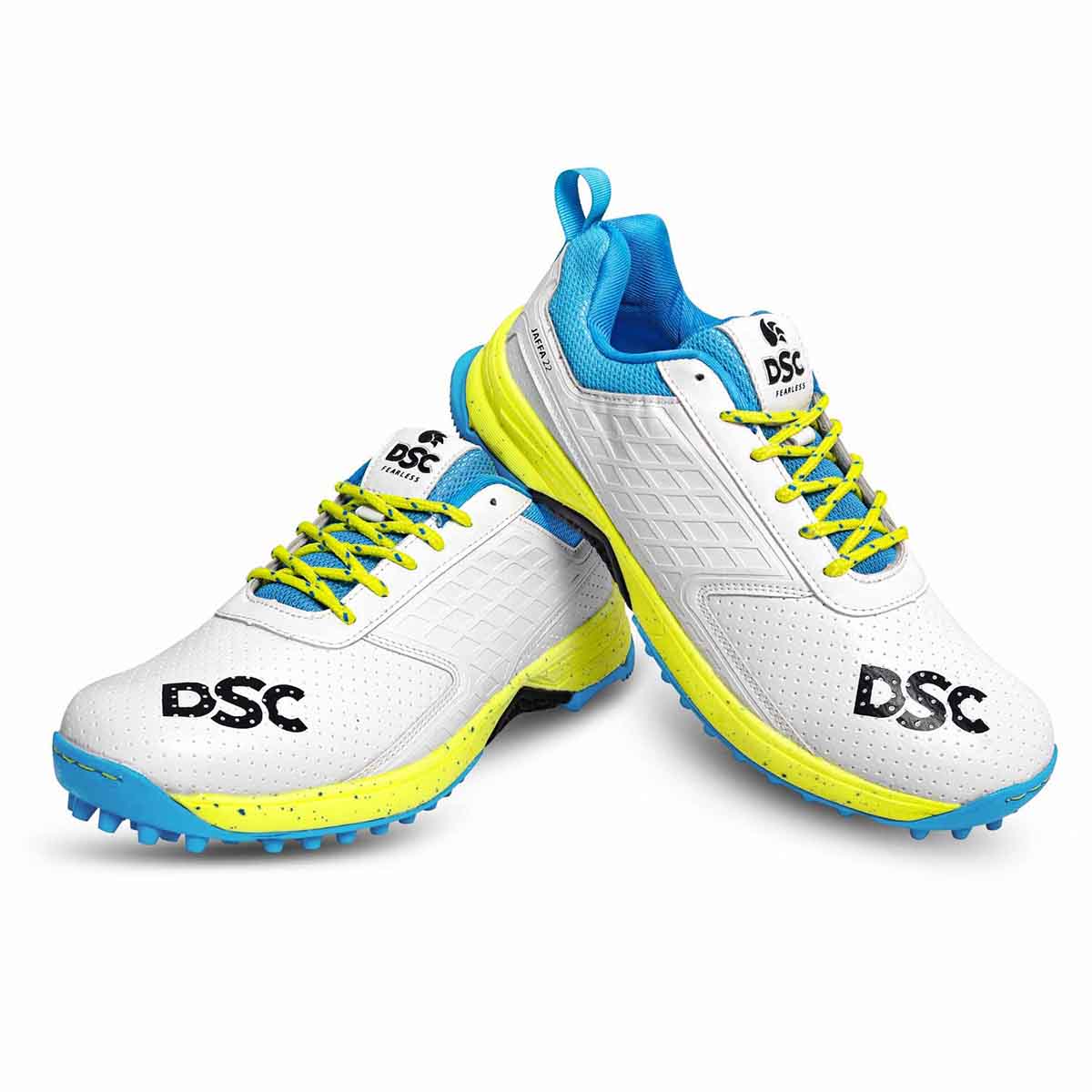 DSC Jaffa 22 Cricket Shoes - White/Lime Yellow