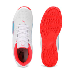 Puma Cricket Shoes High Run - White/L. Blue/E. Red